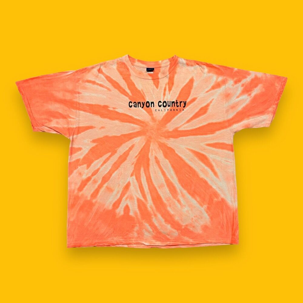 Vintage Tie Dye Shirt Canyon Country California Graphic Tee 90s y2k Orange XL
